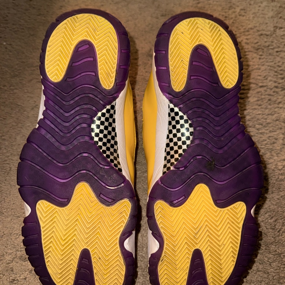 Like New Custom Yellow and Purple 11s  Size 10 - Picture 5 of 6